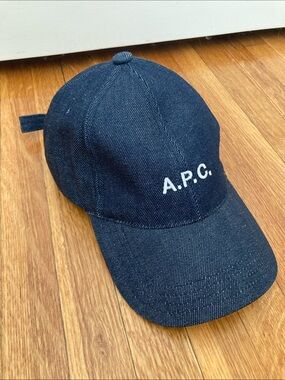 A.P.C. Dark Denim Baseball Cap with White Embroidered Logo